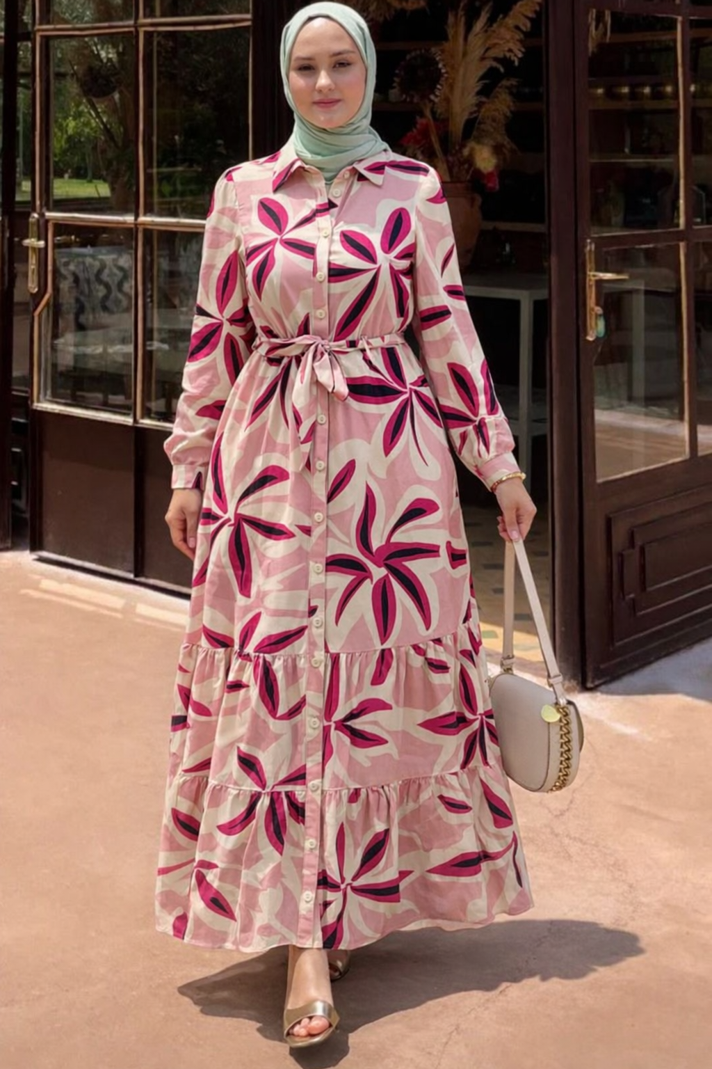 Robe longue avec volant
